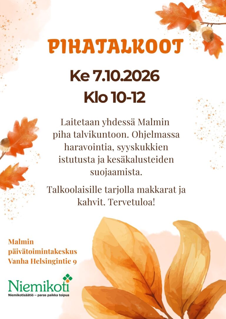 Pihatalkoot 7.10.2026