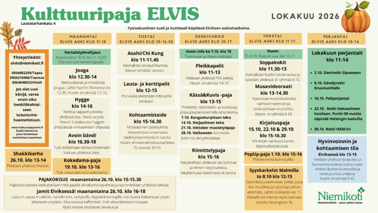 Kulttuuripaja Elviksen lokakuu -26